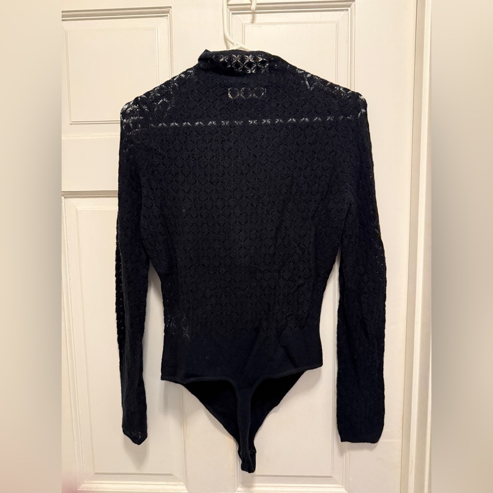 Abercrombie & Fitch Black Pointelle Knit Bodysuit